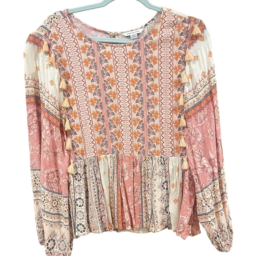 American Eagle Boho Peasant Top